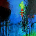Untitled 3' contemporary acrylic painting by artist Pradip Sengupta, 24x24 inch, on canvas