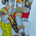 Untitled 3' figurative acrylic painting by artist Bhawandla Narahari, 30x15 inch, on paper