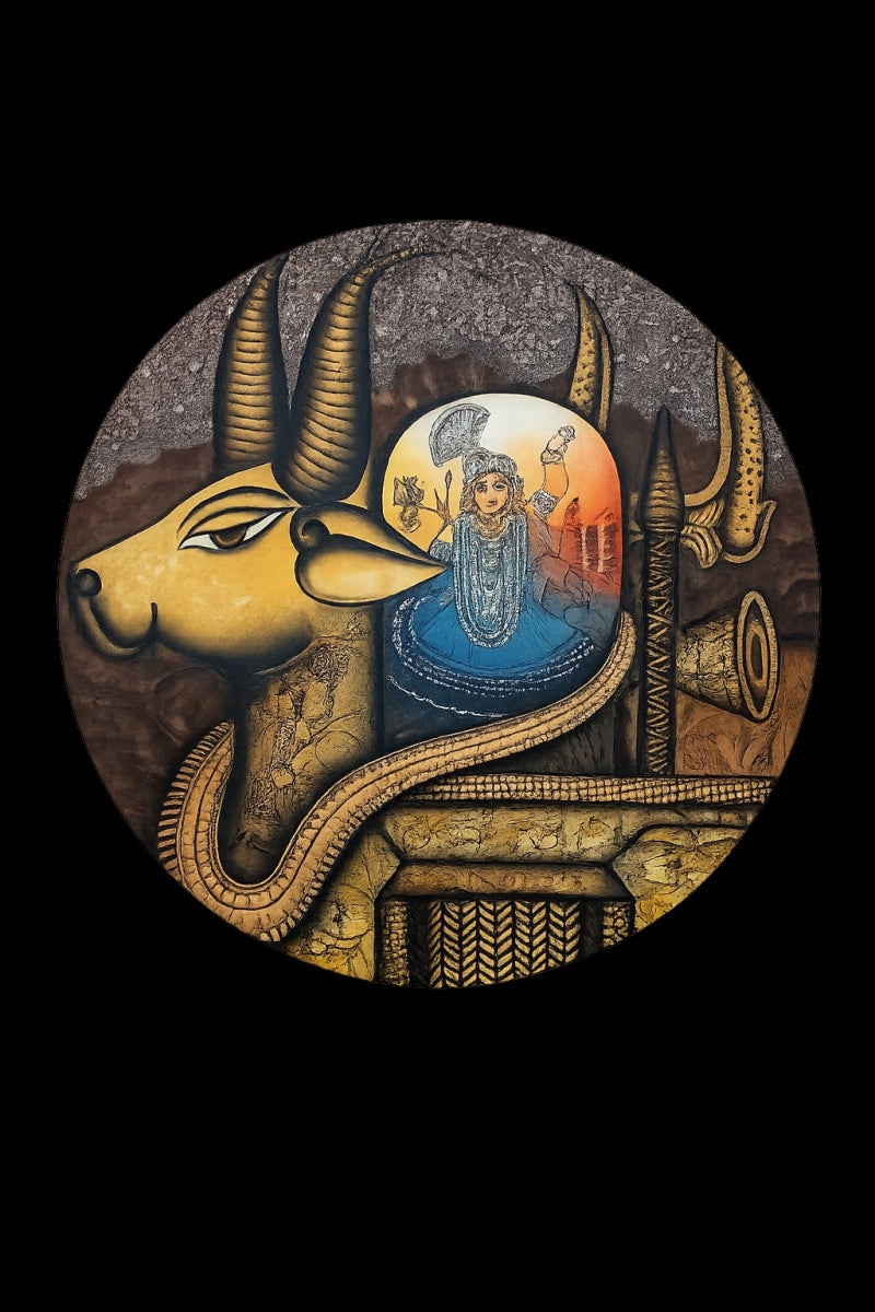 Untitled 3' religious mixed-media painting by artist Mohit Bhardwaj, 36x36 inch, on canvas