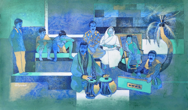 Untitled 3' figurative mixed-media painting by artist Satish Multhalli, 18x24 inch, on canson paper