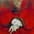 Untitled 3' religious acrylic painting by artist Mintu Mallick, 16x16 inch, on canvas