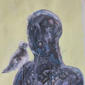 Untitled 3' contemporary mixed-media painting by artist Sudhir Shukla, 26x20 inch, on paper
