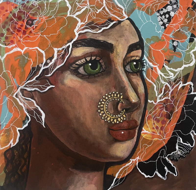 Untitled 3' figurative acrylic painting by artist Suruchi Jamkar, 12x12 inch, on canvas