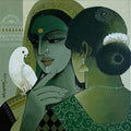 Untitled 3' figurative acrylic painting by artist Agacharya A, 12x12 inch, on canvas
