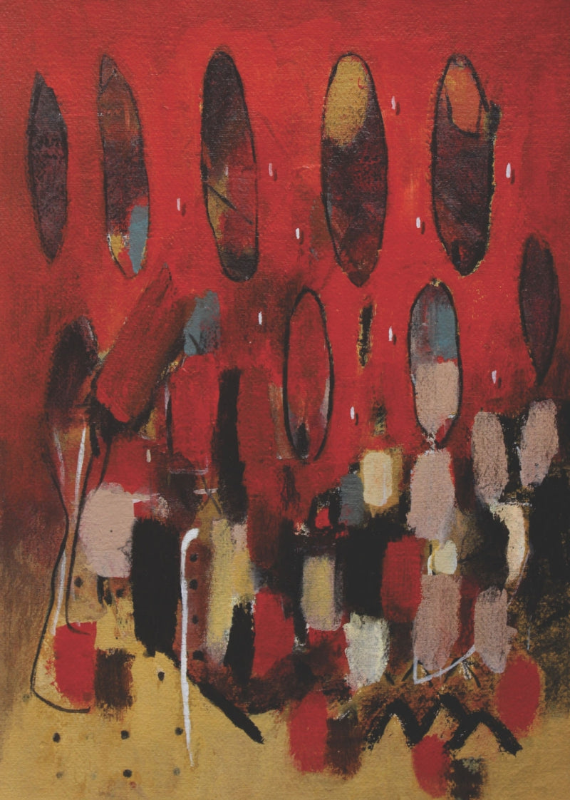 Untitled 3' abstract acrylic painting by artist Amit Bankar, 20x14 inch, on paper