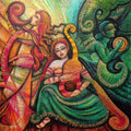 Untitled 3' figurative mixed-media painting by artist Devirani Dasgupta, 30x30 inch, on canvas