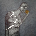 Untitled 3' figurative mixed-media painting by artist Ankita Dutta, 28x22 inch, on paper