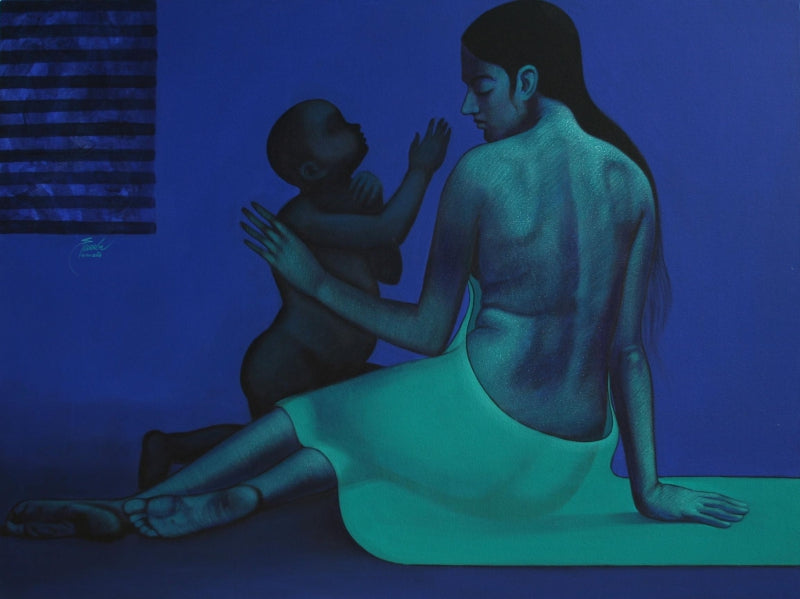 'Untitled 3' figurative acrylic painting by artist Sunil Paraji Tambe, 36x48 inch, on canvas