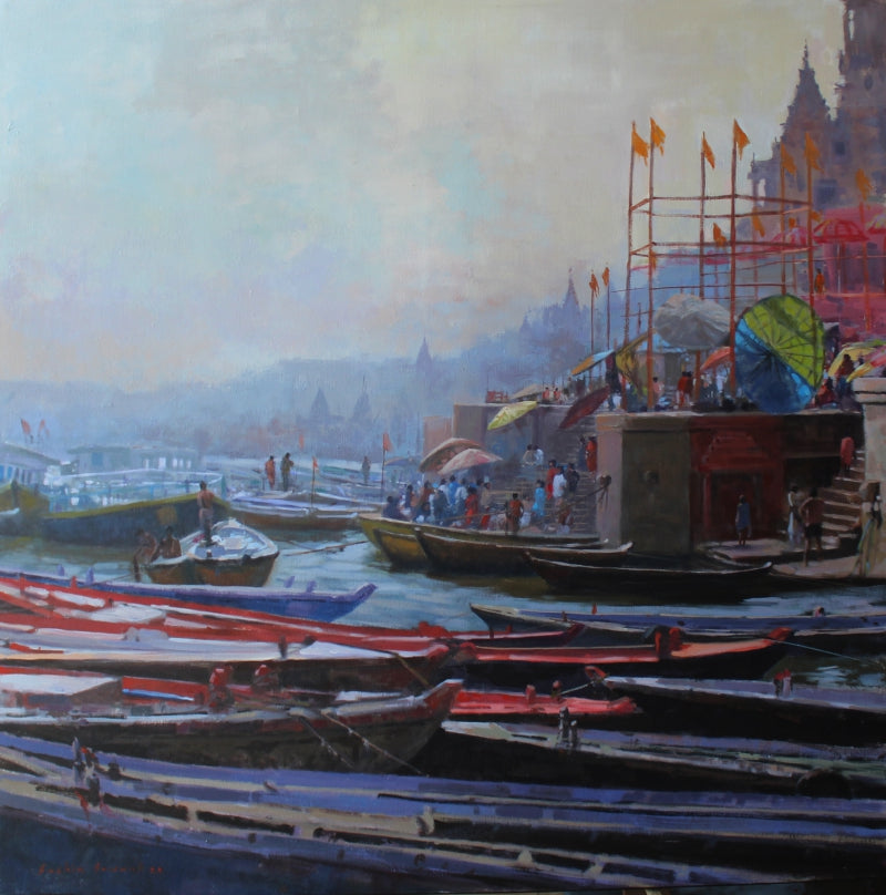 Untitled 3' religious acrylic painting by artist Sachin Sawant, 36x36 inch, on canvas