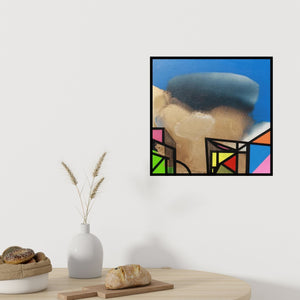 Preview of 'Untitled 3 (Golden Clouds)' Painting by Prabhinder Lall shown on a wall in a furnished room.