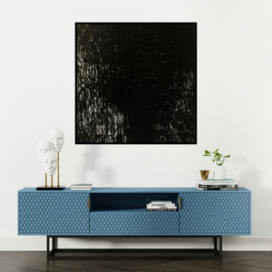 'Untitled 3 (Intersecting Lines)' painting by Girish Udkude shown on a wall in a furnished room.