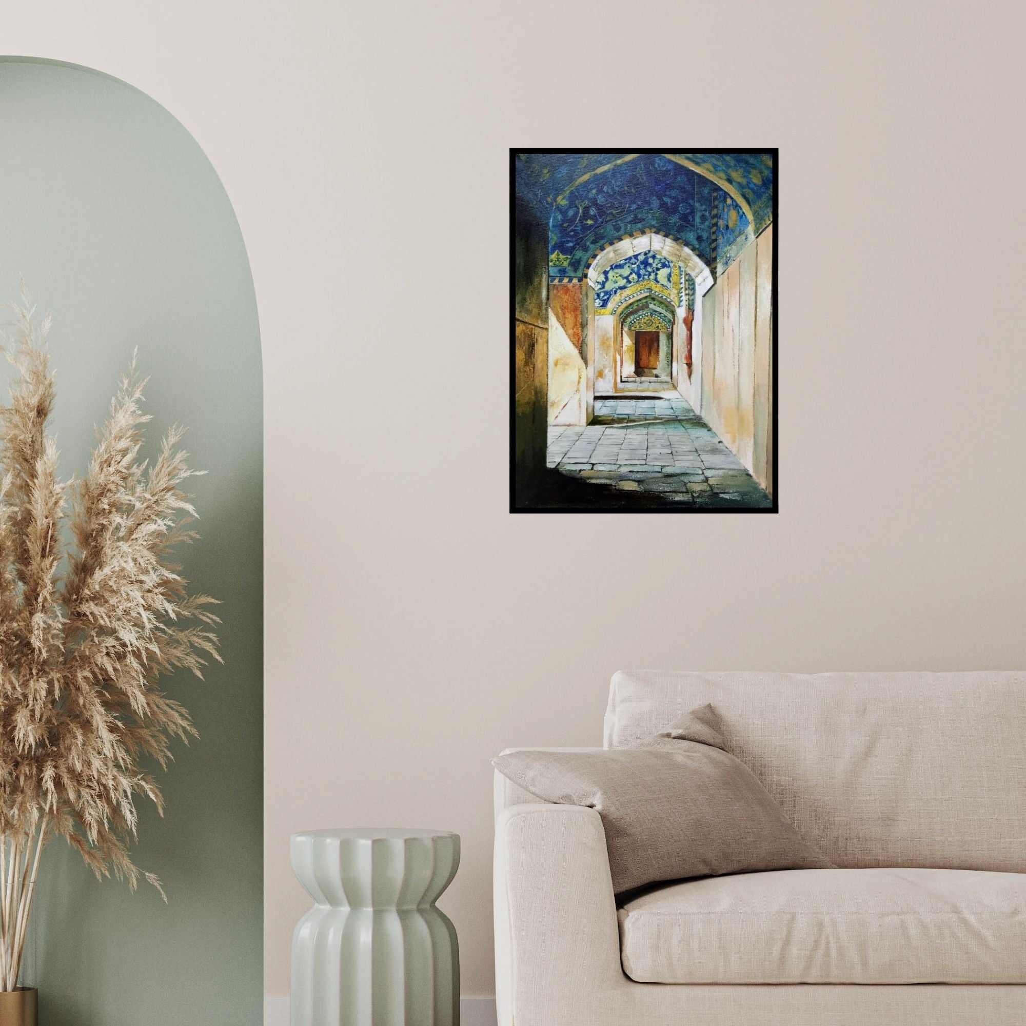 In-situ view of Rajashree Sutar's 'Untitled 3 (Persian Passage)' painting in a room