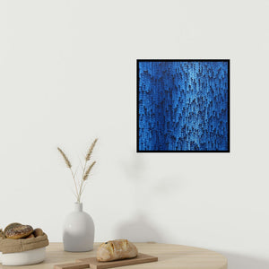 In-situ view of Hansodnya Tambe's 'Untitled 3 (Blue Depths)' painting in a room