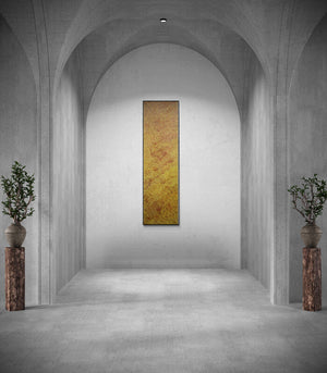 In-situ view of Durgesh Birthare's 'Untitled 3 (Golden Texture: An Abstract Composition)' painting in a room