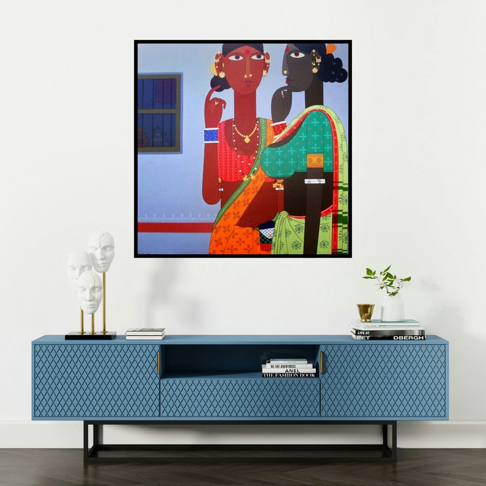 'Untitled 3' painting by Narsimlu Kandi shown on a wall in a furnished room.