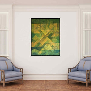 In-situ view of Mansi Palshikar's 'Untitled 3 (Verdant Intersections)' painting in a room