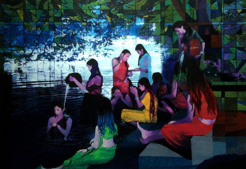 Figurative acrylic painting titled 'Untitled 3', 28x40 inches, by artist Shirish Mitbawkar on Canvas