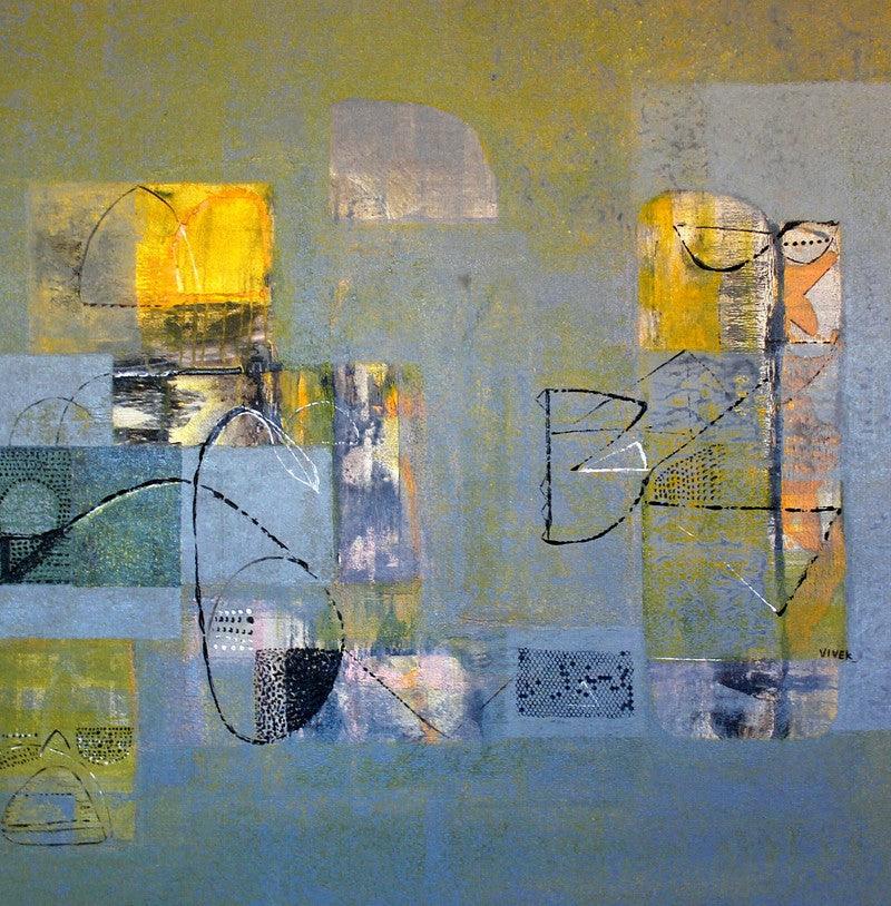 Abstract acrylic painting titled 'Untitled 30', 48x48 inches, by artist Vivek Nimbolkar on Canvas