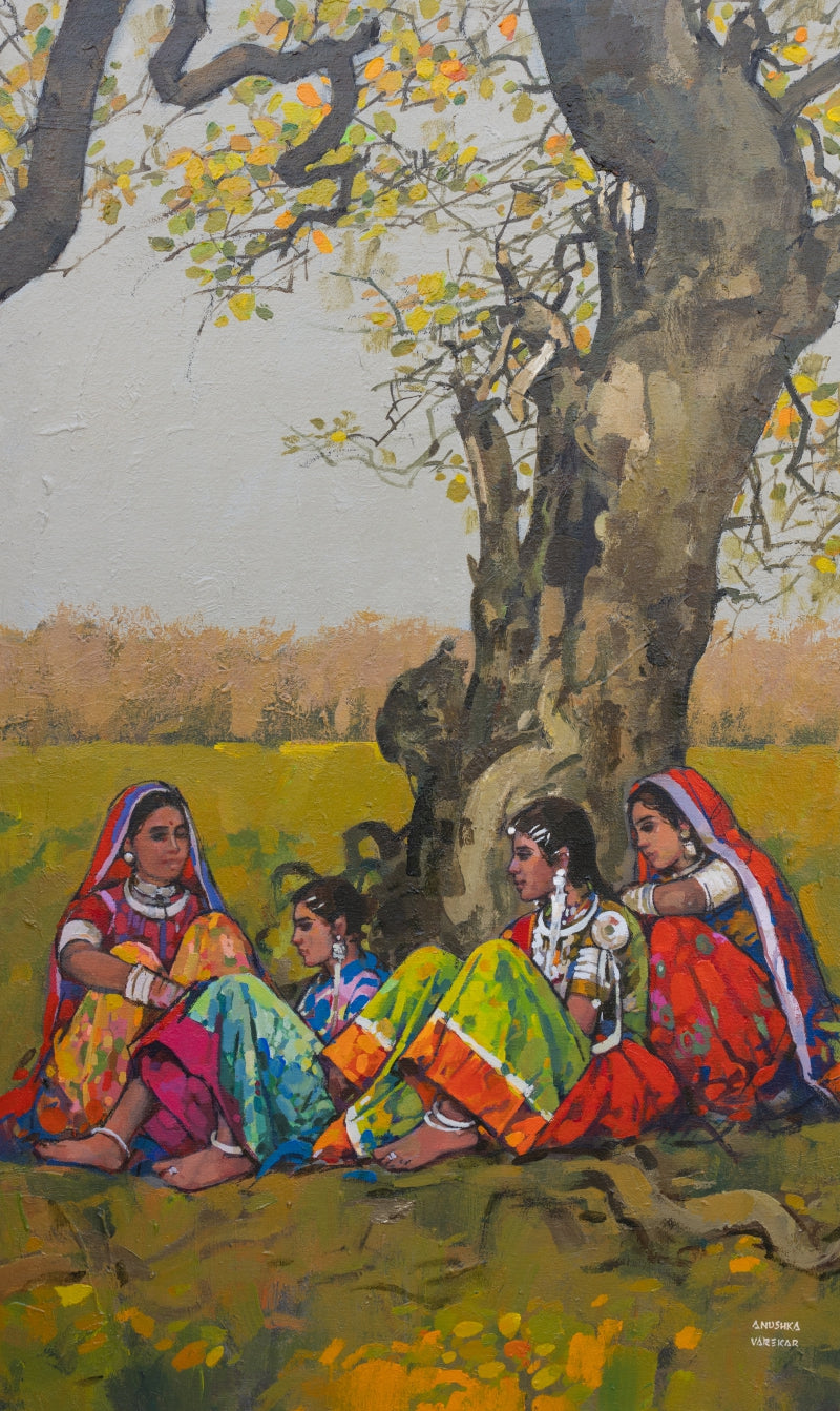Untitled 31' figurative acrylic painting by artist Anushka Varekar, 28x17 inch, on canvas
