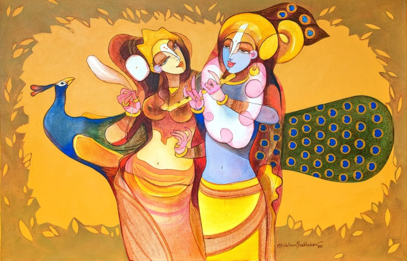 Untitled 31' religious acrylic painting by artist Prabhakar Ahobilam, 36x60 inch, on canvas