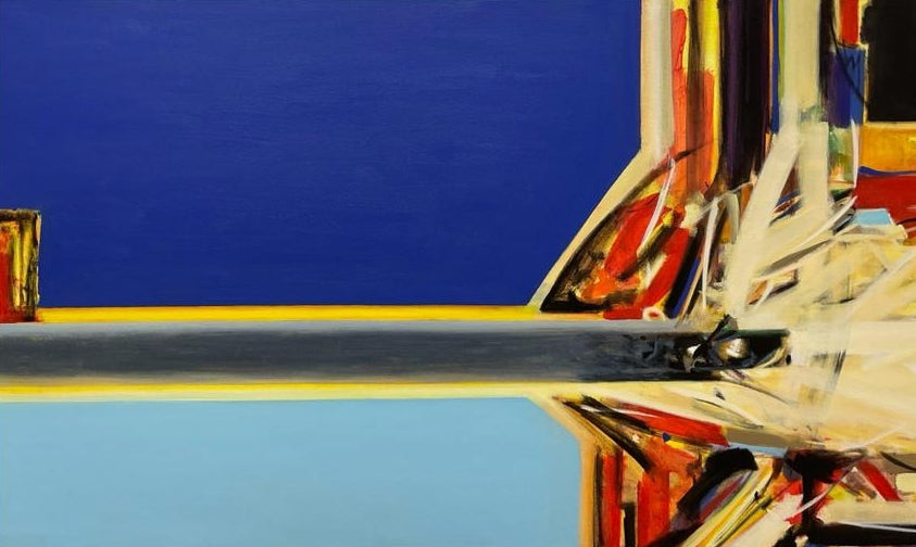 Untitled 31' abstract acrylic painting by artist Chaitan Bhosale, 36x60 inch, on canvas