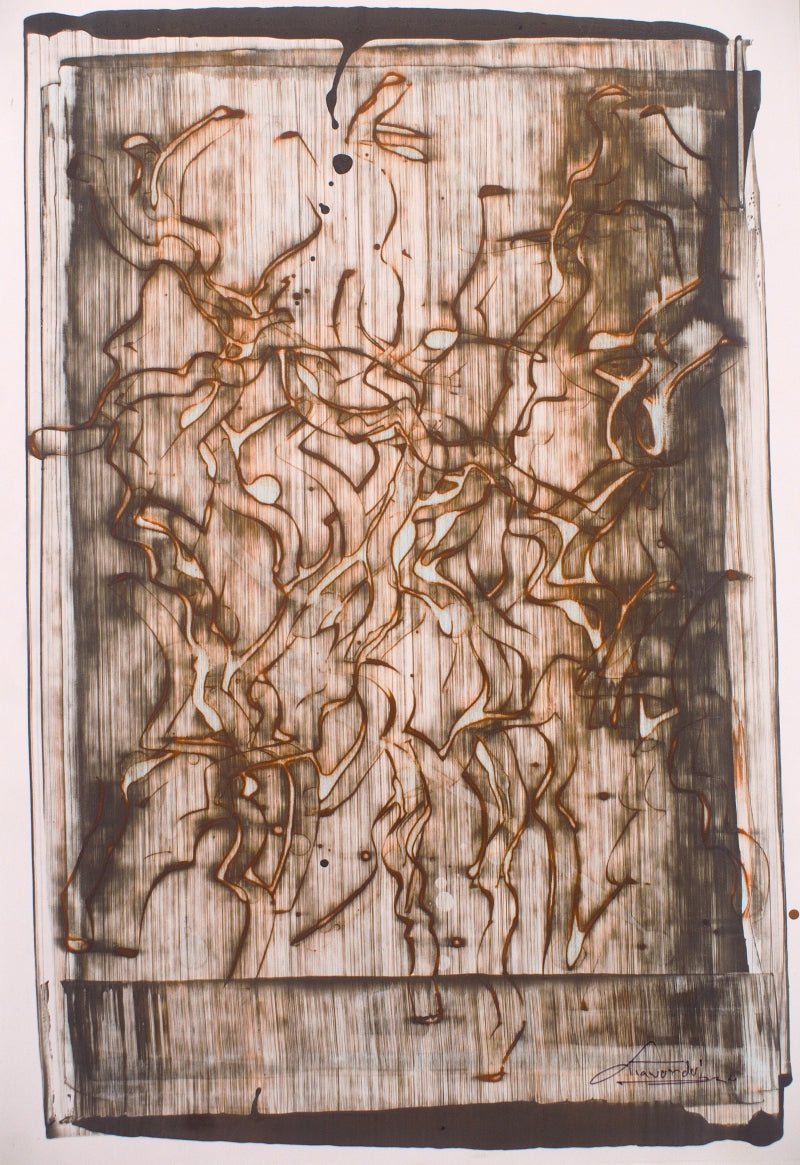 Untitled 31' abstract acrylic painting by artist Yash Chawardol, 12x8 inch, on paper