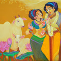 Untitled 32' religious acrylic painting by artist Prabhakar Ahobilam, 36x60 inch, on canvas