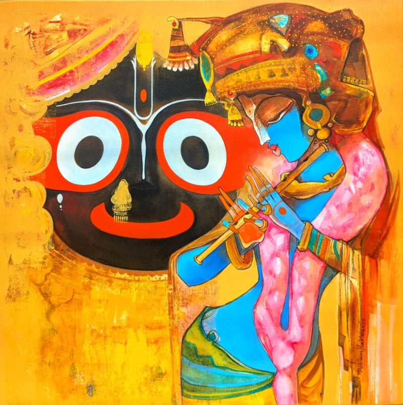 Untitled 33' religious acrylic painting by artist Prabhakar Ahobilam, 36x36 inch, on canvas