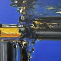 Untitled 33' abstract acrylic painting by artist Chaitan Bhosale, 36x60 inch, on canvas
