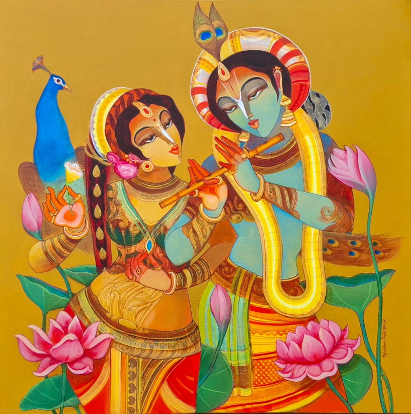 Untitled 34' religious acrylic painting by artist Prabhakar Ahobilam, 36x36 inch, on canvas