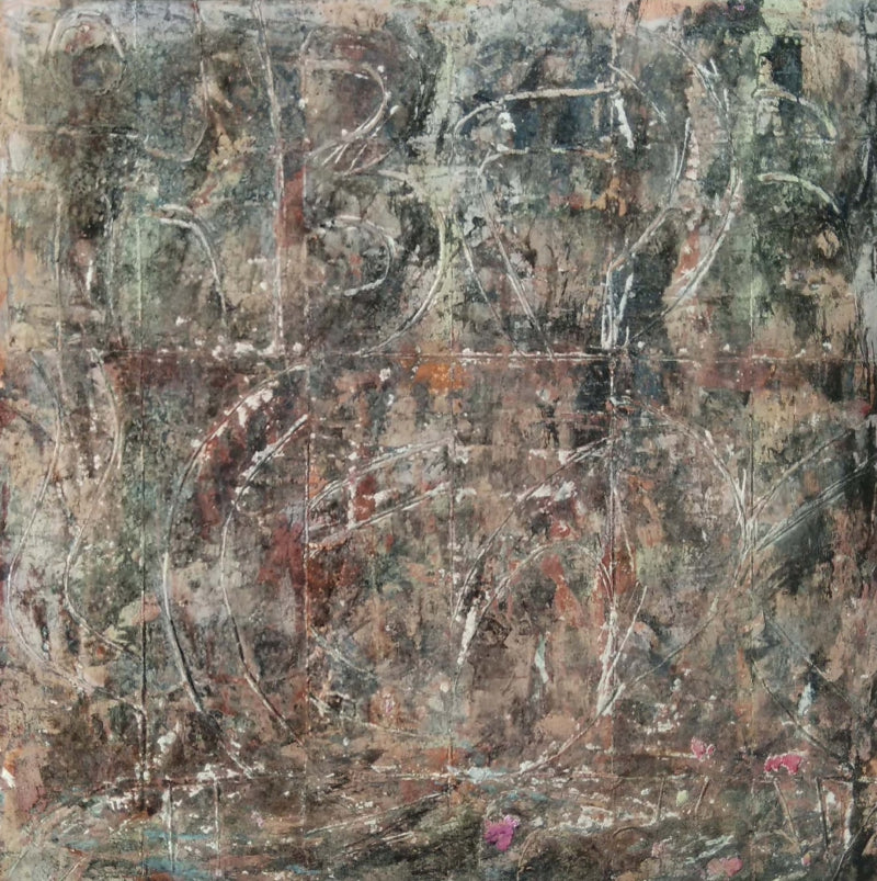 Untitled 34' abstract mixed-media painting by artist Ankita Aswale, 11x11 inch, on paper
