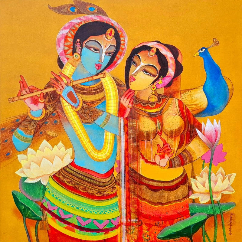 Untitled 35' religious acrylic painting by artist Prabhakar Ahobilam, 36x36 inch, on canvas