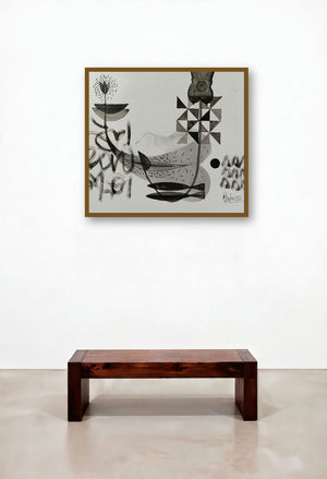 Untitled 353 (Abstract_Floral_Art) by artist Narendra Jatav displayed in a Traditional Living Room
