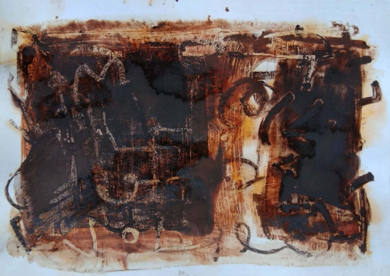 Untitled 36' abstract mixed-media painting by artist Ankita Aswale, 5x8 inch, on paper