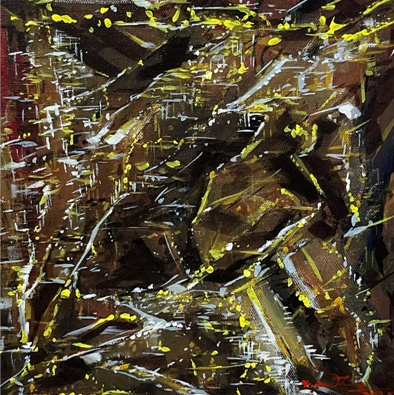 Untitled 36' abstract acrylic painting by artist Solomon Rajendiran, 12x12 inch, on canvas