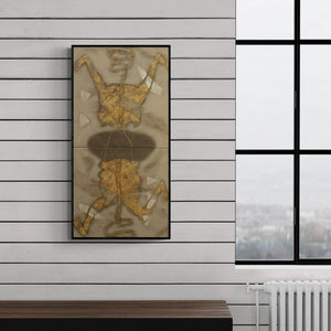 Preview of 'Untitled 4 (Ascending Form)' Painting by Sukhendu Paul shown on a wall in a furnished room.