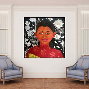 In-situ view of Anjum Khan's 'Untitled 4' painting in a room