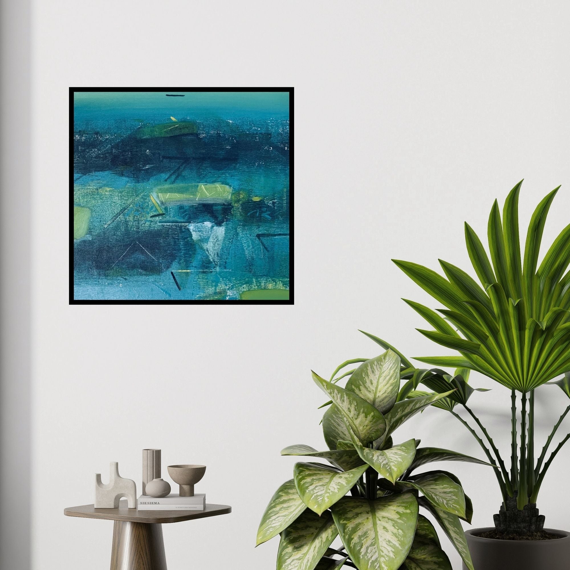 In-situ view of Harshit Bondre's 'Untitled 4 (Deep Waters)' painting in a room