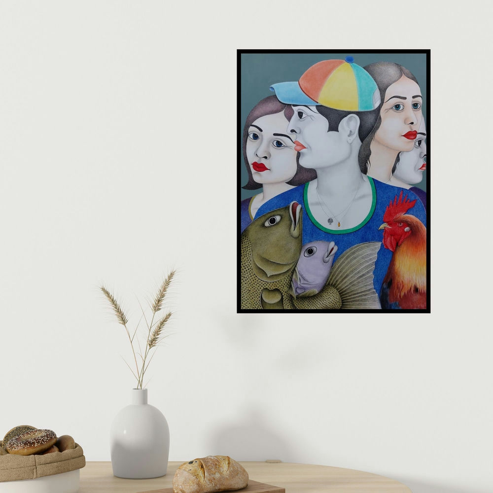 Rajesh Salagaonkar's 'Untitled 4' painting visualized above a sofa in a contemporary room.