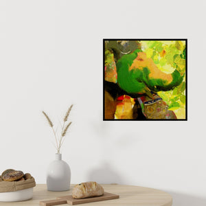 Preview of 'Untitled 4' Painting by Dilip Dudhane shown on a wall in a furnished room.