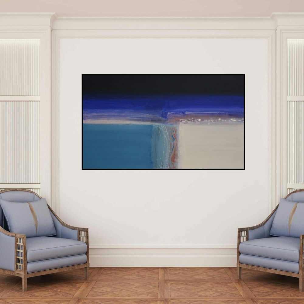 'Untitled 4' painting by Yogesh Patil shown on a wall in a furnished room.