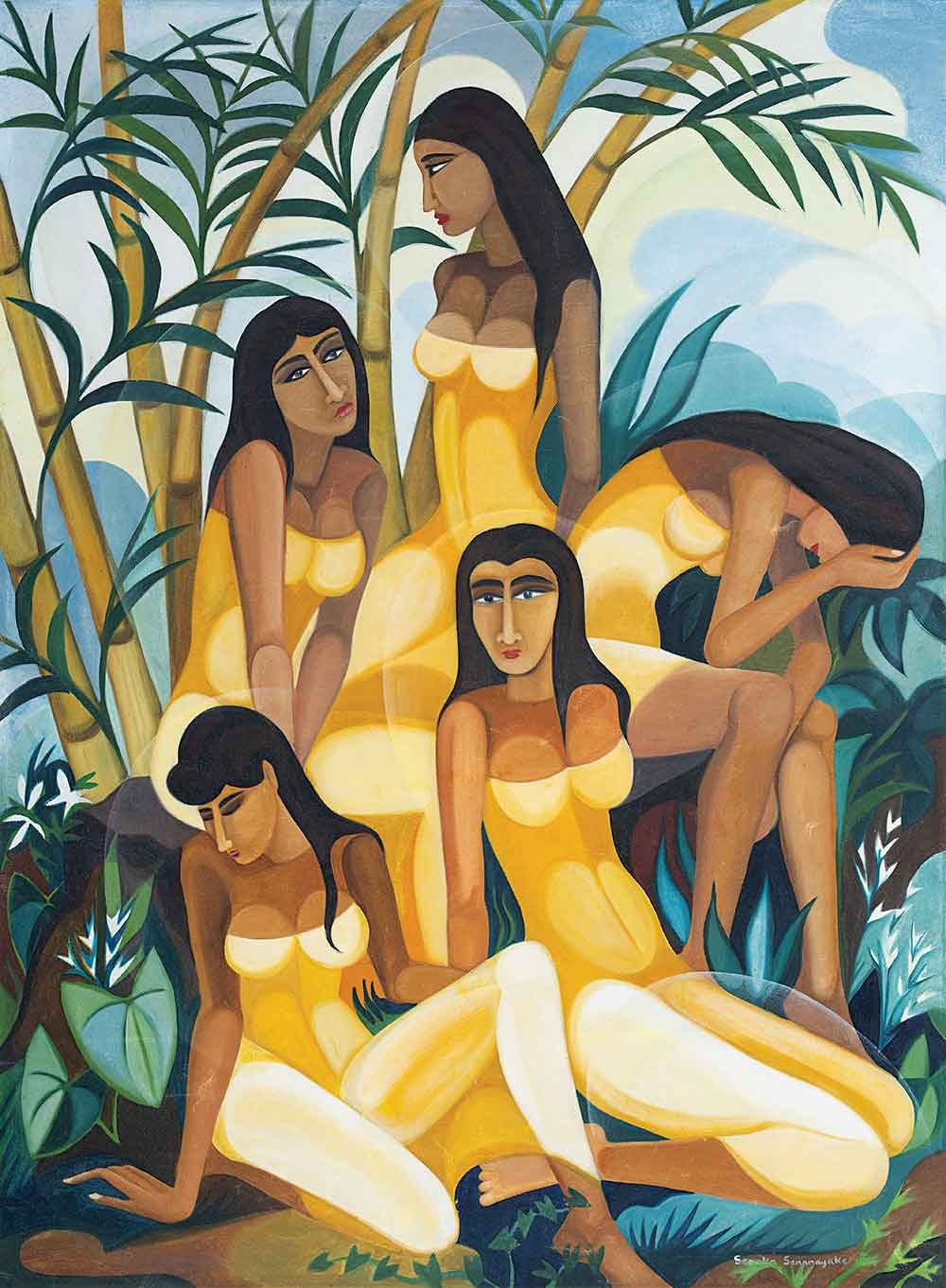 Untitled 4' figurative oil painting by artist Senaka Senanayke, 48x36 inch, on canvas