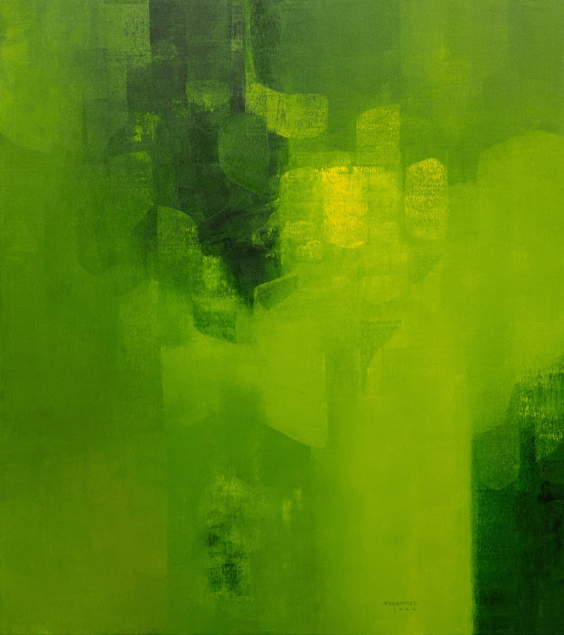 Untitled 4' abstract oil painting by artist Bhausaheb Nanaware, 54x48 inch, on canvas