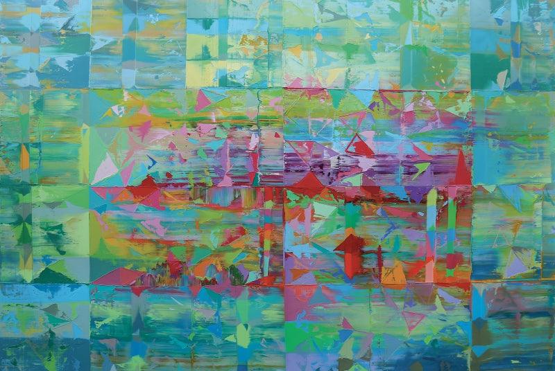 Abstract oil painting titled 'Untitled 4', 48x72 inches, by artist Nivas Kanhere on Canvas