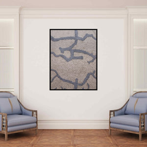 In-situ view of Hansodnya Thambe's 'Untitled 4 (Woven Pathways)' painting in a room