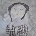 Untitled 4' figurative watercolor painting by artist Sakti Burman, 30x22 inch, on paper