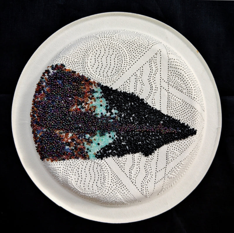 Untitled 4' contemporary mixed-media painting by artist Poonam Kishor, 12x12 inch, on food paper plate