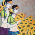 Untitled 4' figurative acrylic painting by artist Pravin Utge, 40x30 inch, on canvas