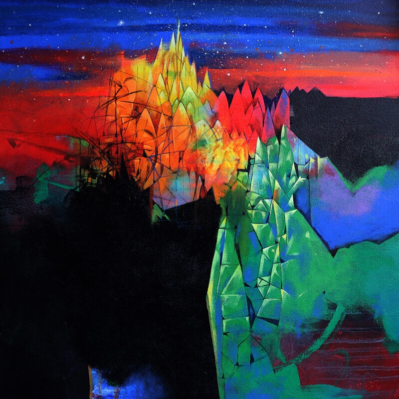 Untitled 4' contemporary acrylic painting by artist Pradip Sengupta, 24x24 inch, on canvas