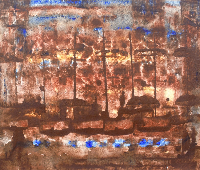 Untitled 4' abstract acrylic painting by artist Yash Chawardol, 7x8 inch, on paper